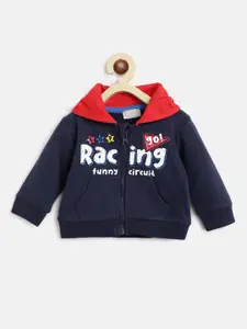 Chicco Boys Navy Blue Printed Hooded Cotton Sweatshirt