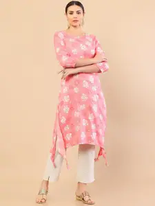 Soch Women Pink Floral Printed Silk Kurta