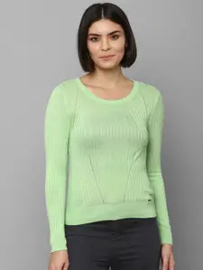 Allen Solly Woman Women Green Self Design Pullover Sweater