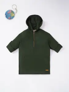 Ed-a-Mamma Boys Green Hooded Cotton Sweatshirt