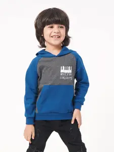 Ed-a-Mamma Boys Blue Colourblocked Cotton  Hooded Sweatshirt