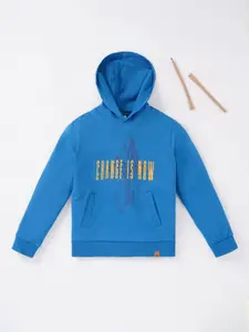 Ed-a-Mamma Boys Blue Printed Hooded Sweatshirt