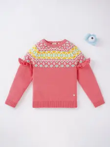 Ed-a-Mamma Girls Red & Yellow Printed Cotton Pullover