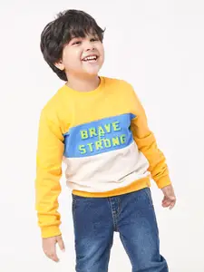 Ed-a-Mamma Boys Yellow Printed Sweatshirt