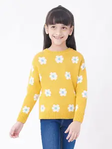 Ed-a-Mamma Girls Yellow & White Floral Cotton Pullover