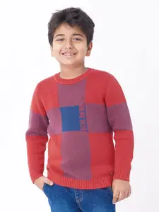 Ed-a-Mamma Boys Red & Blue Colourblocked Pullover