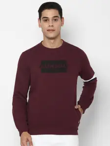Allen Solly Men Maroon Printed Pure Cotton Sweatshirt