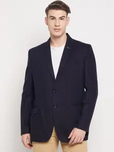 Duke Men Navy Blue Solid Single-Breasted Casual Blazers