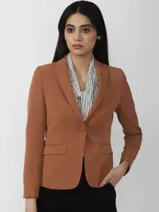 Van Heusen Woman Brown Solid Single-Breasted Blazers