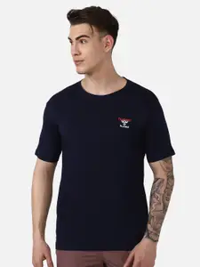 hummel Men Navy Blue Solid T-shirt