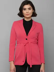 Allen Solly Woman Women Pink Solid Single-Breasted Formal Blazer