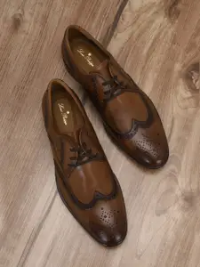Louis Philippe Men Brown Solid Leather  Formal Shoes