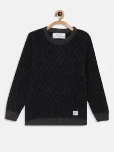 Octave Boys Black Printed Pullover