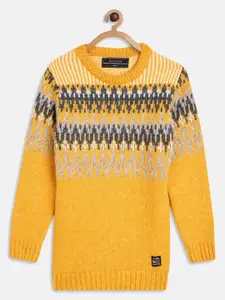 Octave Boys Yellow & White Printed Pullover