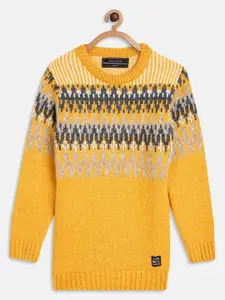 Octave Boys Yellow & White Printed Pullover