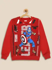 Kids Ville Boys Red Captain America Printed Sweatshirt