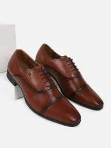 Van Heusen Men Brown Solid Leather Formal Oxford