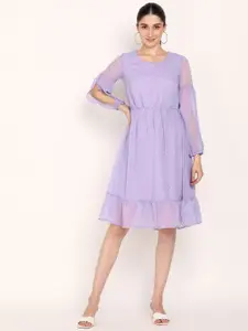 DODO & MOA Purple Georgette Flared Dress