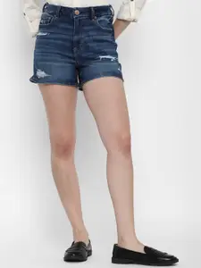 AMERICAN EAGLE OUTFITTERS Women Blue Mid-Rise Cotton Denim Shorts