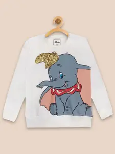 Kids Ville Girls Off White Dumbo Printed Sweatshirt