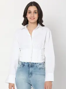 SPYKAR Women White Slim Fit Casual Shirt