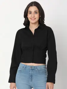 SPYKAR Women Black Slim Fit Casual Shirt
