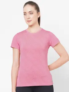 LAASA  SPORTS LAASA SPORTS Women Pink Printed Slim Fit Running & Yoga T-shirt