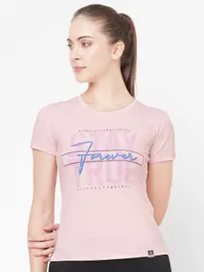 LAASA  SPORTS LAASA SPORTS Women Pink Typography Printed Cotton T-shirt