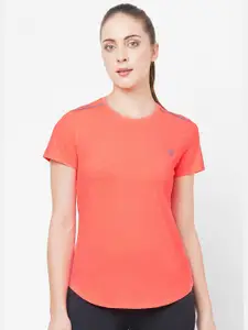 LAASA  SPORTS LAASA SPORTS Women Peach-Coloured Slim Fit Gym T-shirt