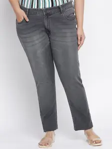 ZUSH Women Plus Size Grey Regular Fit Light Fade Stretchable Jeans