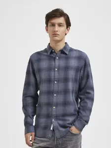 SELECTED Men Blue Tartan Checked Casual Shirt