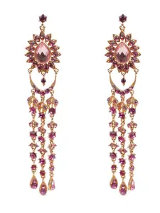 ODETTE Women Pink Contemporary Drop Earrings