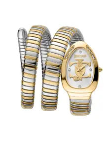 Just Cavalli Women Gold Printed Dial & Steel Wrap Around Straps Watch Just Glam Evo 5