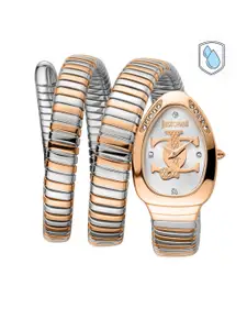 Just Cavalli Women Rose Gold-Toned Printed Dial & Stainless Steel Straps Analogue Watch