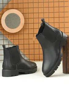 El Paso Women Black Solid Casual Chelsea Boots