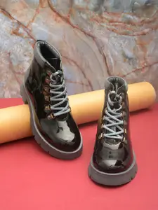 El Paso Women Black Solid Comfort-Fit Regular Boots