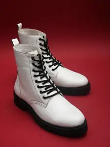 El Paso Women White Solid Casual Boots