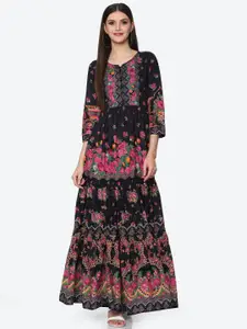 Biba Black Floral Maxi Dress