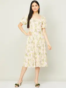 CODE by Lifestyle Beige Floral Printed Midi Dress