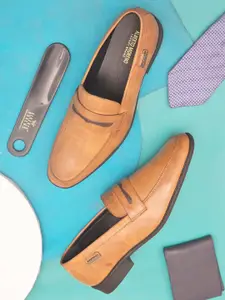 ALBERTO MORENO Men Tan Solid Formal Slip-On Shoes