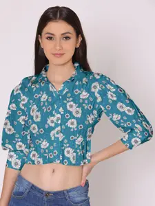 DressBerry Women Blue Floral Printed Casual Shirt