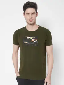 Pepe Jeans Men Olive Green Graphic Printed T-shirt