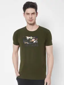 Pepe Jeans Men Olive Green Graphic Printed T-shirt