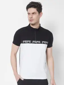 Pepe Jeans Men Black and White Colourblocked T-shirt