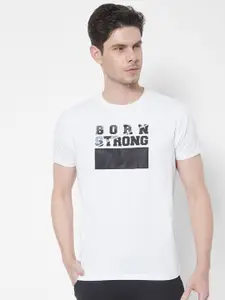 Pepe Jeans Men White & Black Typography Printed T-shirt