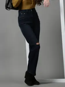 SHOWOFF Women Navy Blue Wide Leg Stretchable Jeans