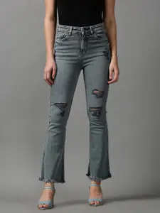 SHOWOFF Women Grey Bootcut Mildly Distressed Light Fade Stretchable Jeans