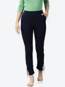 NOT YET by us Women Navy Blue Solid Cotton Lounge Pants