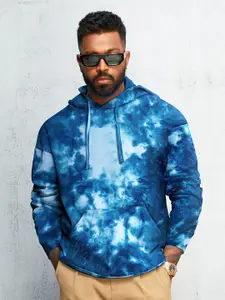 The Souled Store Men Tie & Dye Pure Cotton Hooded Loose Fit Oversized Sweatshirt