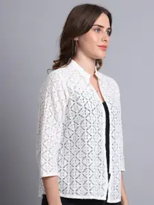 UnaOne Women Off White Pure cotton Shrug